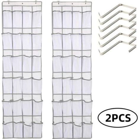 Bardusch - 2 Pièces - Rangement à chaussures à 24 poches à mailles larges pour derrière la porte - Étagère à chaussures suspendu derrière la p (1/3)