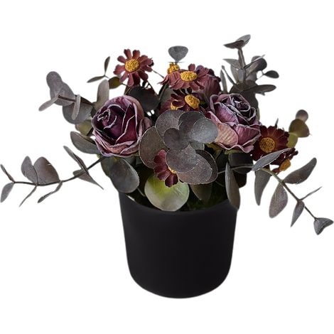 Ensemble Décoration Mariage Artificielle Orchidée Rose Camomille Pot Bois Suspendu Couronne Porte Boîte Dragées Accessoire (1/5)