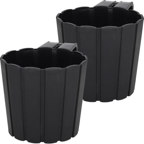 Pot de fleurs pour balcon ou terrasse avec poignée de suspension, anthracite, 15 cm, lot de 2