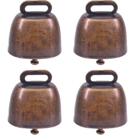 Set mit 4 Miniatur-Glocken aus roter Bronze – Anti-Verlust-Glocken für Nutztiere, Ziegen und Haustiere, dekorative Glocken für Weihnachten