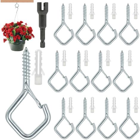 Screw-on hook with safety lock – Pack of 12, Silver Stainless Steel (1/5)