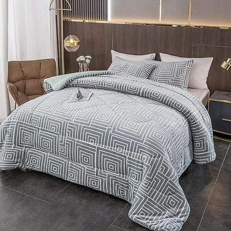 Edredón Invierno Borreguillo Nórdico de Microfibra - 180x240cm con 1 Funda Almohada - 240x260cm con 2 fundas Almohadas- Edredón Extra Suave, Cálido, Gruesa (1/5)