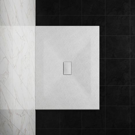 NRG 1300 x 1000mm SMC White Rectangle Slate Effect Bathroom Shower Tray