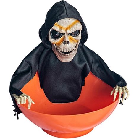 Bol à bonbons d'Halloween animé, bol à bonbons fantôme avec yeux lumineux et son effrayant (1/5)