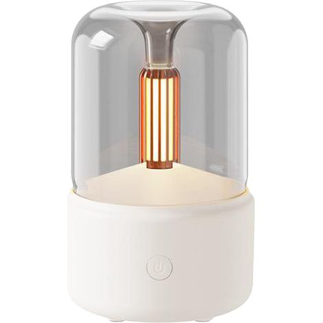 Lampe à bougie, diffuseur d'huiles essentielles à air froid, humidificateur d'air portable de bureau à brume fraîche, arrêt automatique, beige. (1/5)