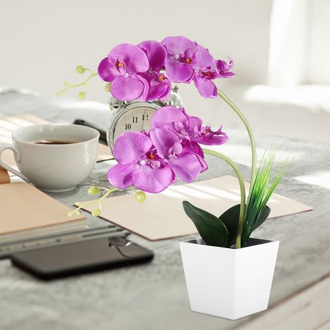 Lampe Plante Artificielle Orchidée 9 LED Pot Décoratif Pliant Bricolage Intérieur Extérieur 568g (1/5)
