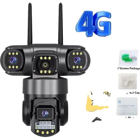 Caméra de sécurité, vue à 360°, connectivité sans fil, 256 Go 4G noir UE (1/2)