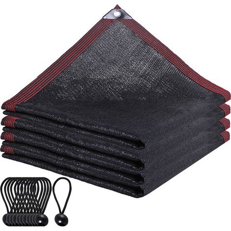 Schwarzes Sonnensegel, 3 x 3 m, 90 % Sonnenschutz, UV-beständiges Netzgewebe, für Garten, Gewächshaus, Hundezwinger, Hof und Pool
