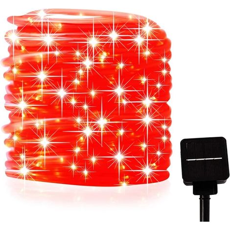 Guirlandes solaires extérieures 30M, 300 LED, tube cuivre rouge, jardin