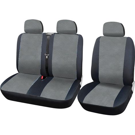 WOLTU Fundas de Asientos universales para Furgonetas 1 + 2 Fundas de Asiento Negro Gris Poliéster (1/4)
