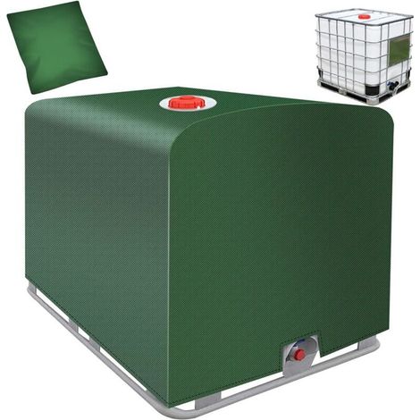 IBC Housse de réservoir 1000L, 420D avec revêtement argenté - 120 x 100 x 116 cm - Bâche de protection imperméable - Vert IBC - Pour réservoir IBC (1/5)
