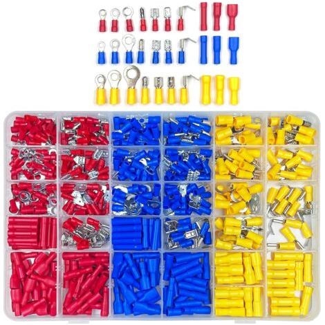 Aougo – Kit de 480 cosses électriques à sertir – 30 types étanches en fer avec isolation PVC – Pour réparations électriques rapides (1/5)