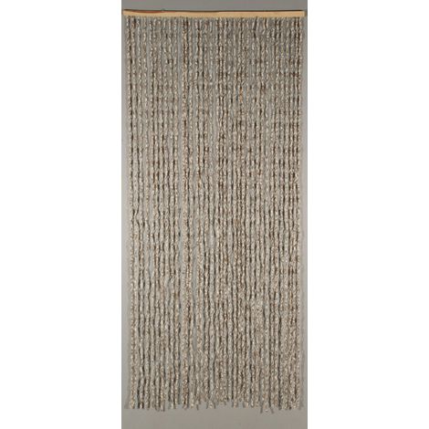 Rideau de porte en lanières de feuille de maïs 90 x 200 cm – 36 lanières – Monté sur rail bois – Couleur naturel/brun – Confortex (1/5)