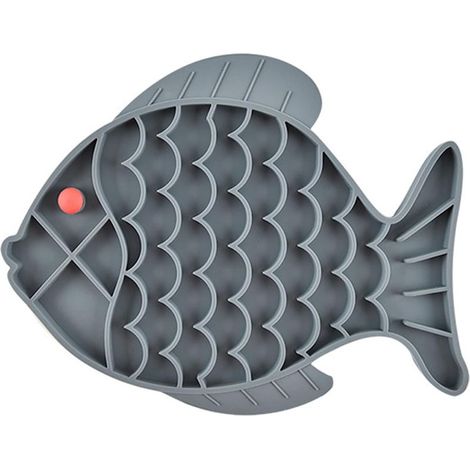 Gamelle dalimentation Lente, gamelle Chat Anti glouton, gamelle Anti-glouton, 1 pièces Fabriqué en Silicone sûr, Non Toxique, Anti-étouffement, pour Chats, Chiens (19 x 24,5cm, Gris) (1/5)