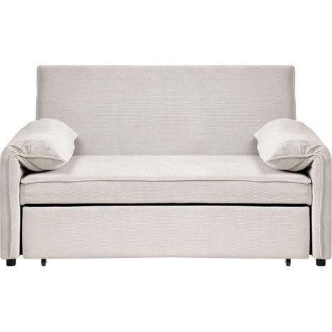 Sofa Bed Off White Fabric with Fold Out Sleeping Function Minimalist Sofa HORMA (1/5)