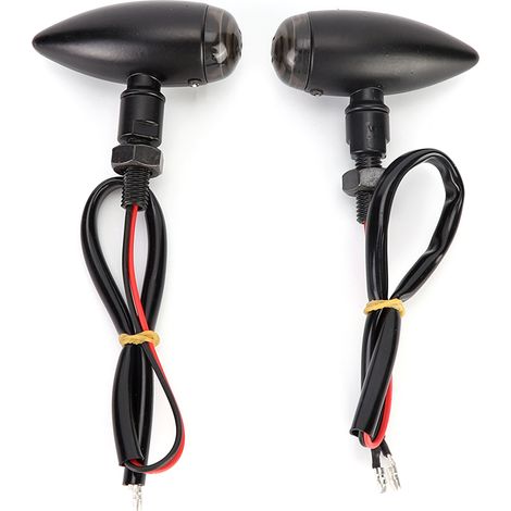 2pcs Clignotants Moto Type Balle pour Honda (Boîtier Noir Lentille Fumée Noire) (1/5)