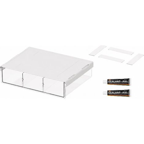 Tiroir sous bureau, blanc, grand, coulissant et auto-adhésif, pour bureau ou maison, en PET et ABS, verrouillable (1/5)