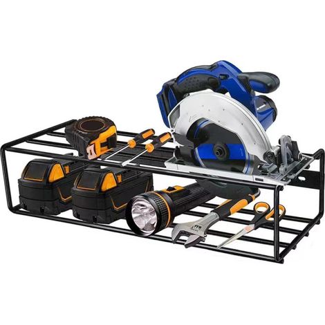 Support mural de rangement pour perceuse et tournevis électriques, support de rangement pour perceuse rechargeable, en fer forgé (Support de rangement simple niveau B) (1/5)