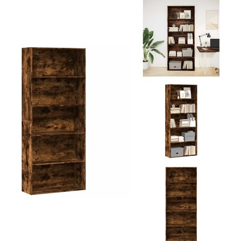 Bücherregal Räuchereiche 80x30x189 cm Holzwerkstoff - Bücherregal - Bücherregale - Bücherschrank - Lagerregal (1/5)