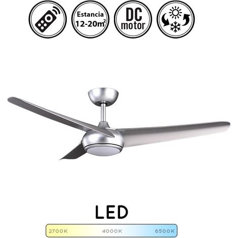 Ventilador de techo con luz silencioso DC con mando Plata Patras 131 cm invierno-verano color luz regulable (1/4)