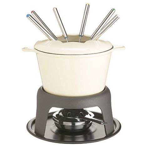 MasterClass Cast Iron Enamelled Beige Fondue Set