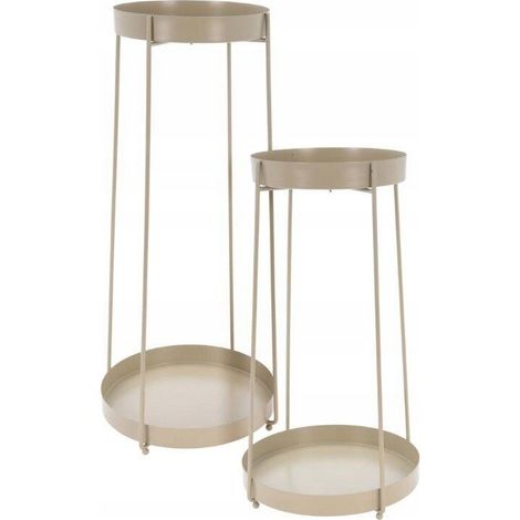 Stehender Blumenständer aus Metall, Set für 4 Töpfe, beige, 27 x 58 cm