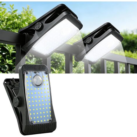 Lampe Solaire Extérieur avec Détecteur de Mouvement, 1500mAh 3 Modes IP65 - Solaire LED Murale/à Pince pour Jardin, Terrasse, Allée (1/4)