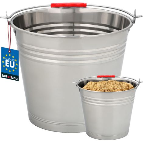 KOTARBAU® Seau à Cendre - Acier Inoxydable - 8 L - Argent - Seau de Maçon - pour Jardin - Cuisine - Chantier - Robuste et Résistant à la Corrosion (1/5)