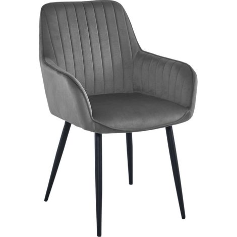 Sedia Solden in velluto grigio scuro con gambe nere (1/5)