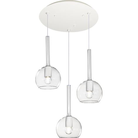 Sospensione Contemp. Rosone Tondo Future Met. Bianco Vetro Trasp. 3 Luci E27 (1/3)