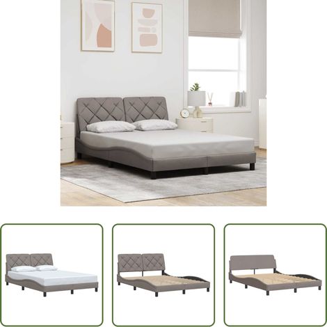 vidaXL Tête de lit - Cadre de lit sans matelas taupe 140x190 cm tissu (1/5)