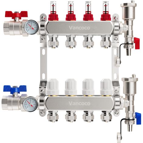 Collecteur Plancher Chauffage Acier Inoxydable 4 Circuits (1/5)