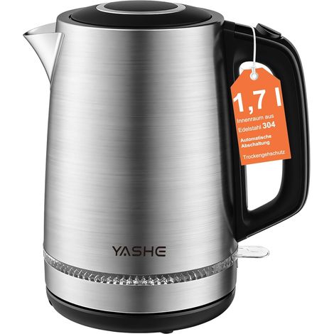 Wasserkocher Edelstahl 1,7L, 2200W Schneller Elektrischer Wasserkocher mit Kalkfilter