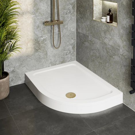 Easy Plumb Offset Quadrant Shower Tray With Brass Waste 1200 x 800mm RH (1/5)
