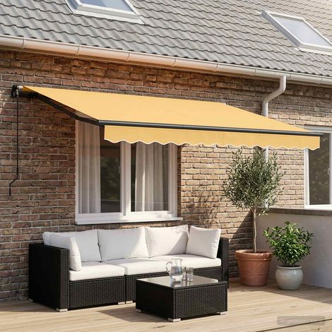 Ausziehbare Markise Sand 300 x 250 cm Polyester und Aluminium vidaXL