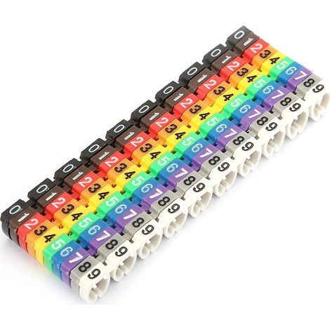 Marqueur de câble d'étiquette de fil de tube de numéro numérique coloré (100 pièces 6 mm²) (1/5)