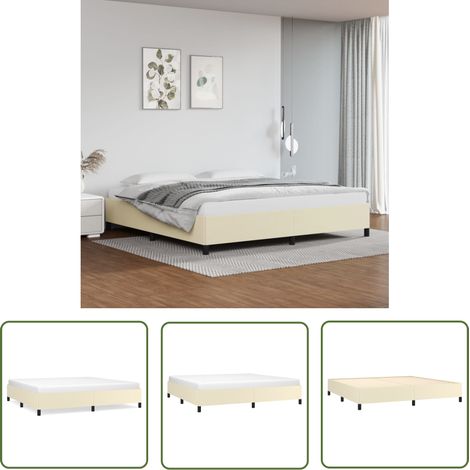 The Living Store Bettgestell Creme 200x200 cm Kunstleder - Bettsofa - Cremefarbenes Bett - Boxspringbetten - Doppelbett - Schlafzimmermöbel (1/5)