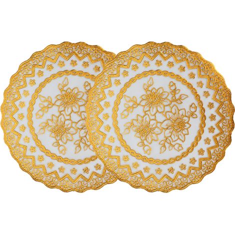 2 Pièces Sous-verres Or 20x20 cm pour Mariage, Fête et Décoration de Table