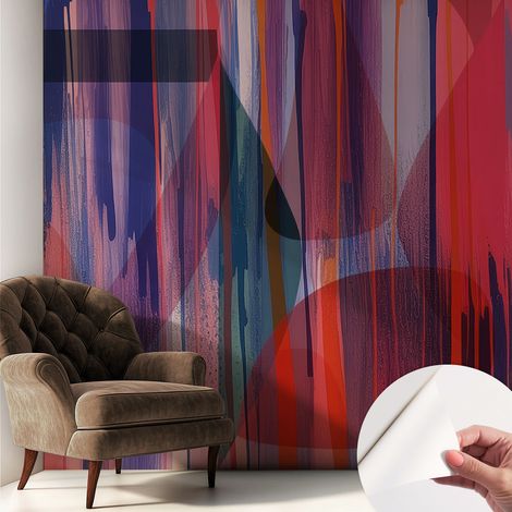 Papier peint autocollant décoratif à motifs pour salon chambre et bureau Tapete adhésif pour décoration Rayures arc-en-ciel 250x250 cm (1/5)