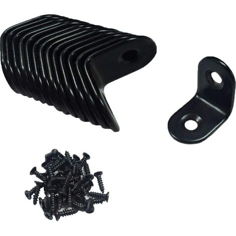 20 soportes de esquina de acero, soporte de 90 grados, 20 x 20 mm, incluye tornillos, color negro