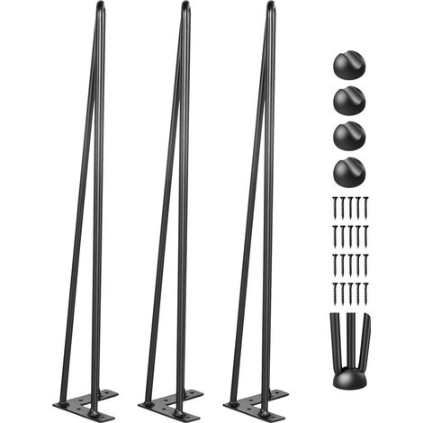 Pieds de table en fil métal 50,8 cm noir, lot de 4, capacité 99,8 kg chacun, acier carbone, pour bureau, banc, table à manger, DIY, robuste. (1/5)