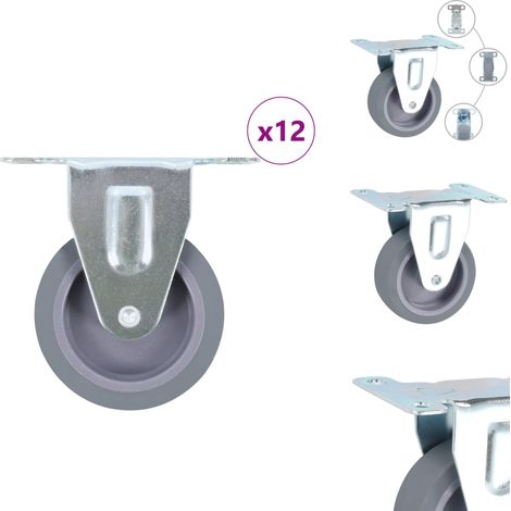 12 pcs Roulettes fixes 75 mm - Roulettes Fixes - Roulettes Industrielles - Roues Fixes - Accessoires Meuble - Fixation Meuble (1/5)