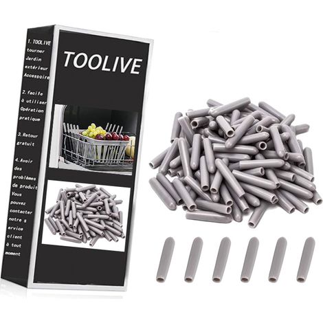 100 Pieces Dishwasher Rack Caps,Dishwasher Protection Prongs,PVC Dishwasher Rack Tip Tine Cover Caps,Cutlery Basket Protective Cover Rust & Scratch Fits All Dishwasher Models Gray (1/5)