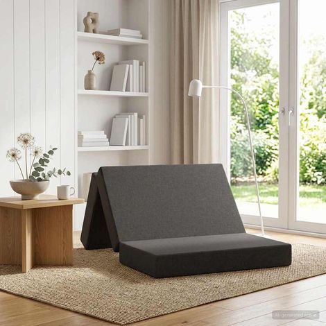 Canapé-lit pliable convertible en matelas, tissu polyester, gris foncé, 100 x 67 x 45 cm - PANGIVO (1/5)
