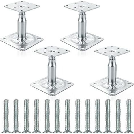 Verstellbare Dachstützbasis – 4er-Pack – 100–150 mm – Verzinkt – Hochleistungs-Dachstütze – Silber (1/4)
