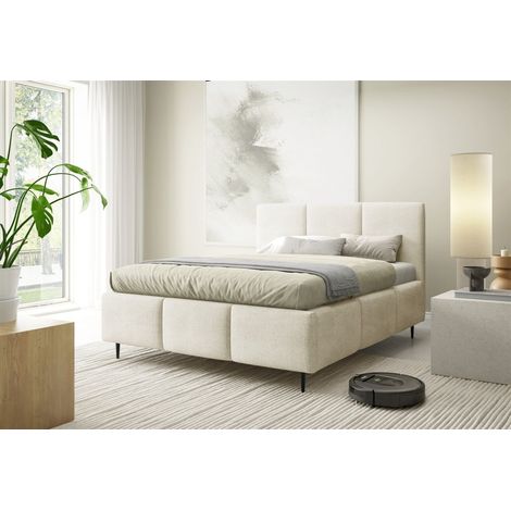 Polsterbett Schlafzimmerbett MIAMI Komplettset 140x200cm in Stoff Coral Ecru