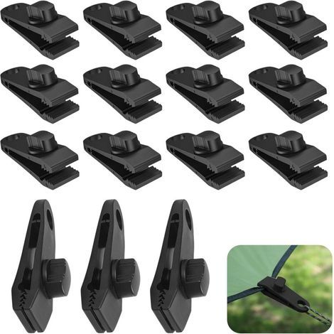 15 Pièces Clip de Bâche Tente Pince pour Bache, Tent Clip Auvent Voiture Clip Fixation Bache Caravane Clips de Verrouillage Attache Bache Piscine, Clip Plastique pour Toile Ombrage Pince Bache (1/5)