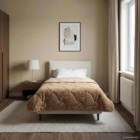Sommerdecke Taupe 155 x 200 cm Mikrofaser und Teddy-Fleece