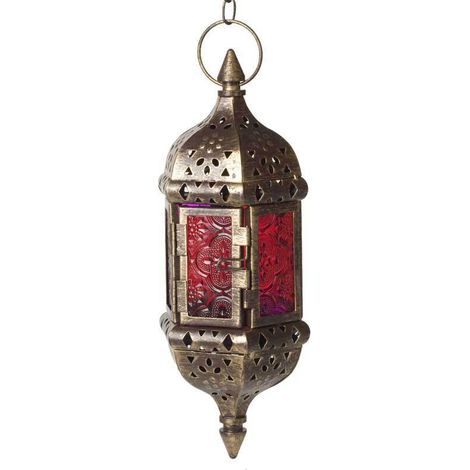 Lanterne à bougie suspendue, bougeoir pour bougie chauffe-plat, lampe Ramadan, métal et verre, marron, lanternes décoratives pour salon, balcon, terra (1/4)