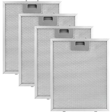 Lot de 4 filtres à graisse en métal pour hotte aspirante - 320 x 260 mm - Filtre de rechange pour hotte aspirante - Avec grille métallique - Grille en aluminium à 5 couches (1/5)